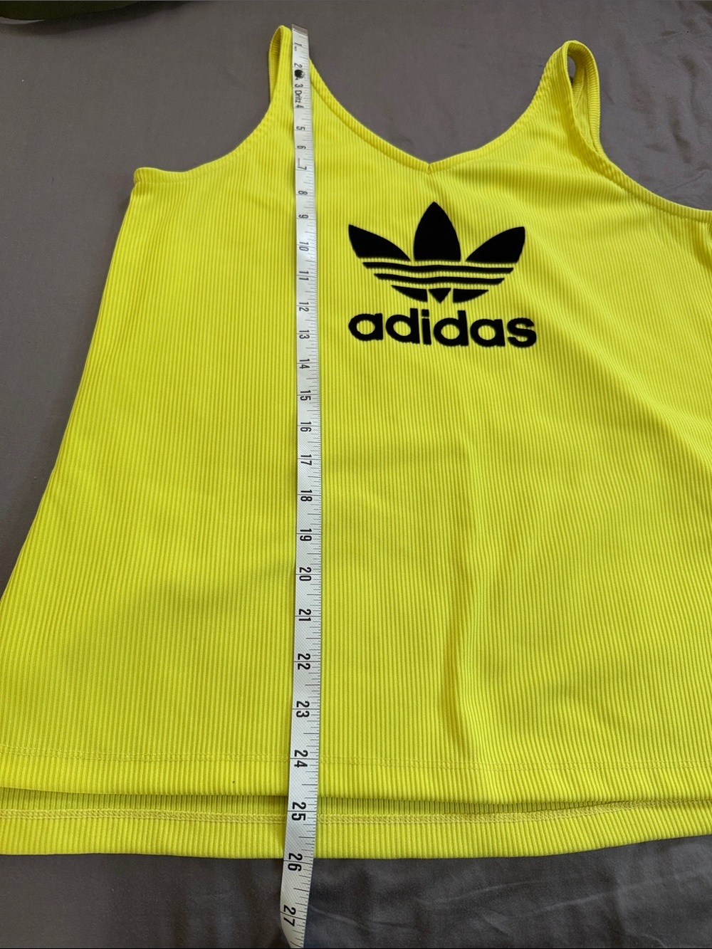 adidas Originals Neon Yellow Ribbed Logo Tank Top - Picture 7 of 7